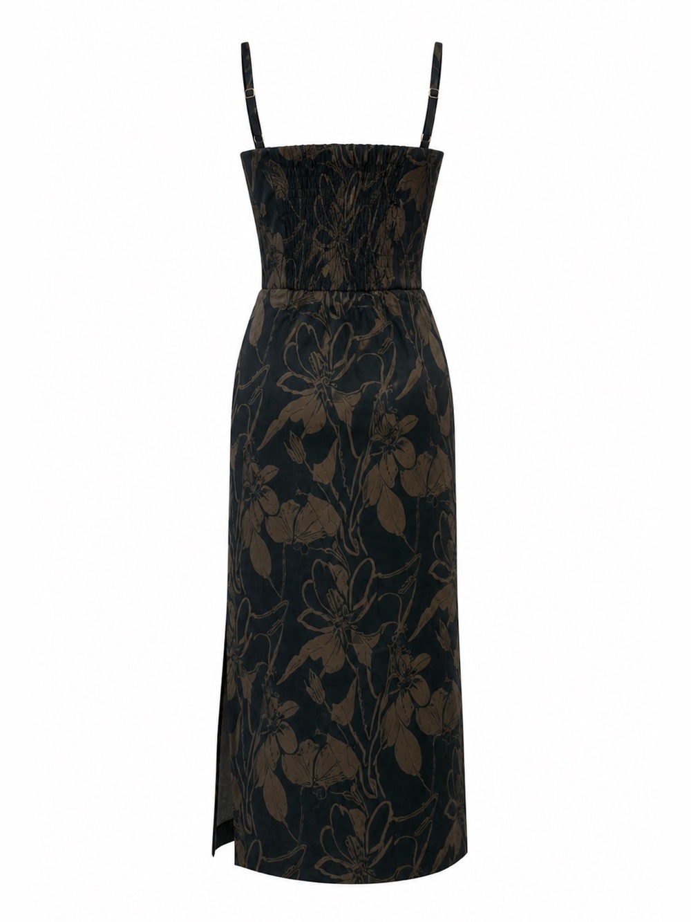 Reformation Alfred Midi Dress Brava Black Tan Floral Cotton Sleeves Dress in S 4 - Picture 7 of 7